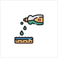 A bottle of liquid being poured into a sponge vector