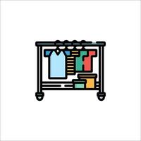 A clothes rack with clothes and other items vector