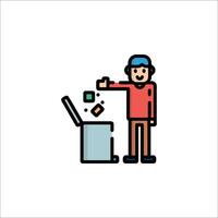 A man is standing next to a garbage can vector
