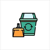 A trash can and a broom icon vector