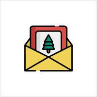 An envelope with a christmas tree inside vector