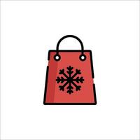 A red shopping bag with a snowflake on it vector