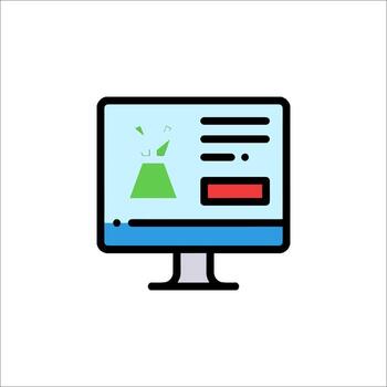 un computadora monitor con un verde y rojo icono vector