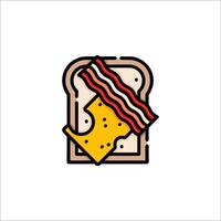 A slice of bread with cheese and bacon on it vector