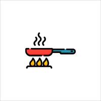 A pan with a flame on it and a pot of water vector