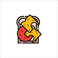 A slice of bread with cheese and watermelon vector