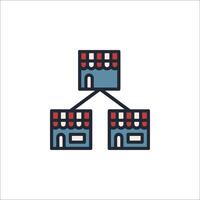 A store icon with a red and blue building vector