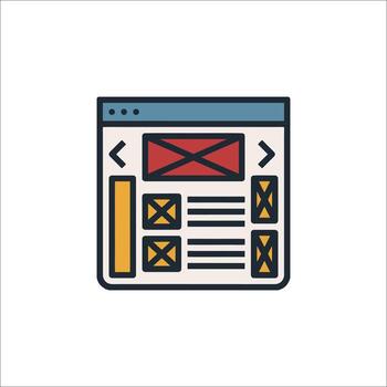 A web page icon with a red cross on it vector