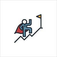 A man in a cape is climbing up a graph vector