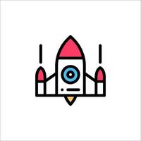 A rocket ship icon with a red and blue color scheme vector