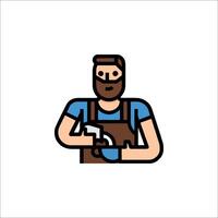 A man with a beard and a tool in his hand vector