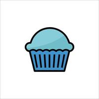 A blue cupcake icon on a white background vector