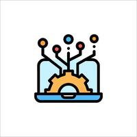 A laptop with gears and a computer icon vector