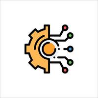 A gear wheel with a computer chip inside vector