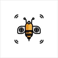 A bee flying with a drone on top of it vector