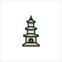 A chinese pagoda icon in a flat style vector