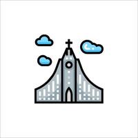 Church icon with clouds and sky vector