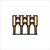 A line drawing of a bridge with two towers vector