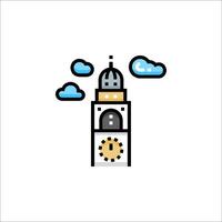 A clock tower with clouds and clouds in the background vector