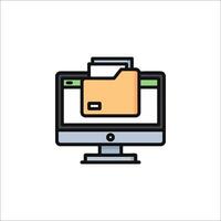 Computer icon with folder and paper vector