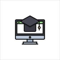 A graduation hat on a computer monitor vector