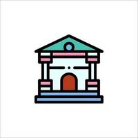 A building icon with a door and stairs vector