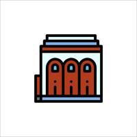 A building icon with a red and blue color scheme vector