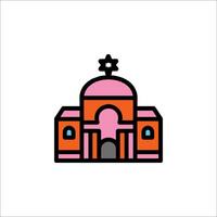 A pink and orange building with a star of david on it vector