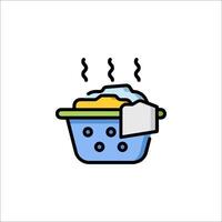 A laundry basket with a towel and a towel vector