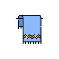A towel on a rack with a blue and yellow border vector