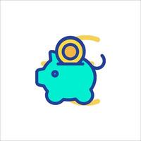 A piggy bank icon with a coin inside vector