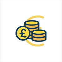 A stack of coins and a pound sign icon vector