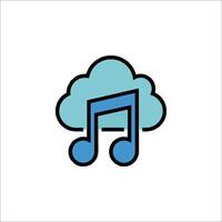 A cloud with music notes and a note vector