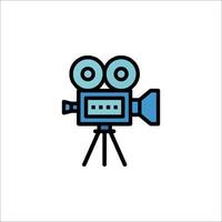 A movie camera icon on a tripod vector