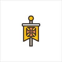 A yellow and orange flag with a cross on it vector