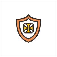 A shield with an orange and black cross on it vector