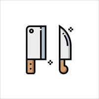 A knife and a knife are shown in a line style vector