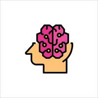 A brain icon with pink flowers in it vector