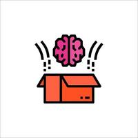 Brain in box icon vector
