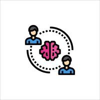 Brain icon with two people in front of it vector