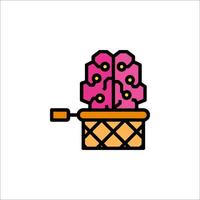 A pink brain in a bucket icon vector