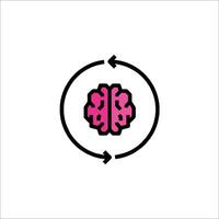 Brain icon with arrows pointing to the left and right vector