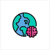 A brain and earth icon on a white background vector