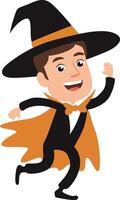 Halloween, Halloween Wizard Running Cartoon Illustration Halloween, vector