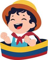 Happy Colombian Child Cartoon Illustration, happy Colombia Independence Day vector
