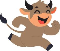 Happy Cartoon Calf Running Joyfully, happy Running of the Bulls vector