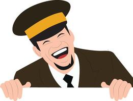 Happy Man in Uniform Peeking Laughter, Happy U.S. Army Chaplain Corps Anniversary vector