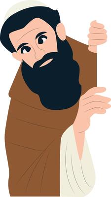 Saint Benedict Peeking Corner Illustration