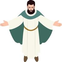 Saint Benedict Praying Open Arms Pose vector