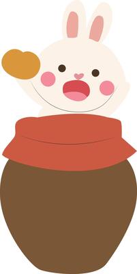 Dragon Boat, Food Zongzi, Cute Bunny Holding Bread in Jar